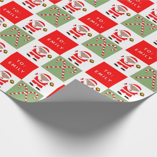 女子ソフトボールのクリスマスプレゼント ラッピングペーパー (角)
