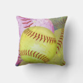 女子ソフトボールの明るい黄色とピンク クッション (裏面)