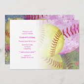 女子ソフトボールをテーマにしたパーティの招待状 招待状 (正面/裏面)