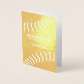 女子ソフトボールアスリート卒業パーティー金ゴールド 箔カード (正面)