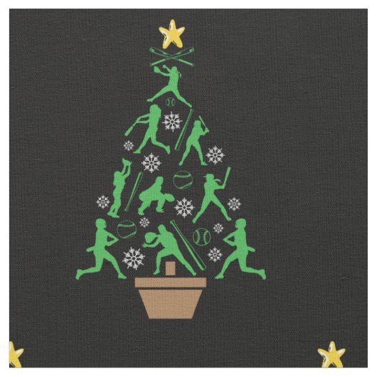 女子ソフトボールクリスマスツリー ファブリック (クローズアップ)