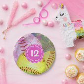 女子ソフトボールパーソナライズされたパーティー ペーパープレート (パーティー)