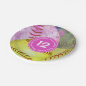 女子ソフトボールパーソナライズされたパーティー ペーパープレート (アングル)