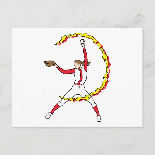 女子ソフトボール投手 ポストカード (正面)