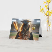 女子ソフトボール棋士熱烈こうもり カード (黄色い花)