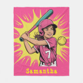 女子ソフトボール誕生日パーティーギフト フリースブランケット (正面)