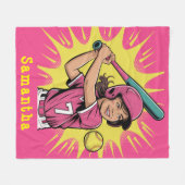 女子ソフトボール誕生日パーティーギフト フリースブランケット (正面(横))