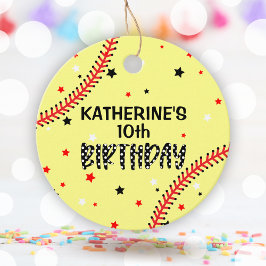 女子ソフトボール誕生日パーティーラウンド フェイバータグ