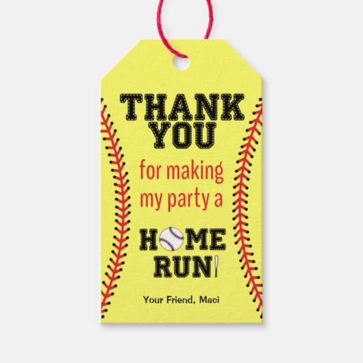 女子ソフトボール誕生日パーティー ギフトタグ (正面)