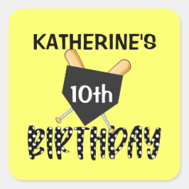 女子ソフトボール誕生日パーティー スクエアシール