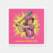 女子ソフトボール誕生日パーティー スタンダードカクテルナプキン (正面)