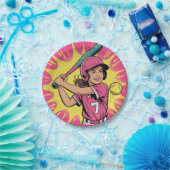 女子ソフトボール誕生日パーティー ペーパープレート (パーティー)