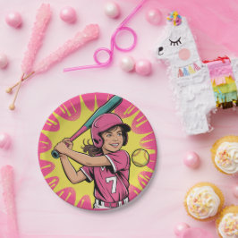 女子ソフトボール誕生日パーティー ペーパープレート