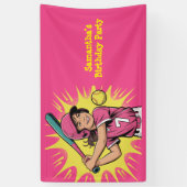 女子ソフトボール誕生日パーティー 横断幕 (縦)