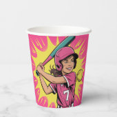 女子ソフトボール誕生日パーティー 紙コップ (裏面)