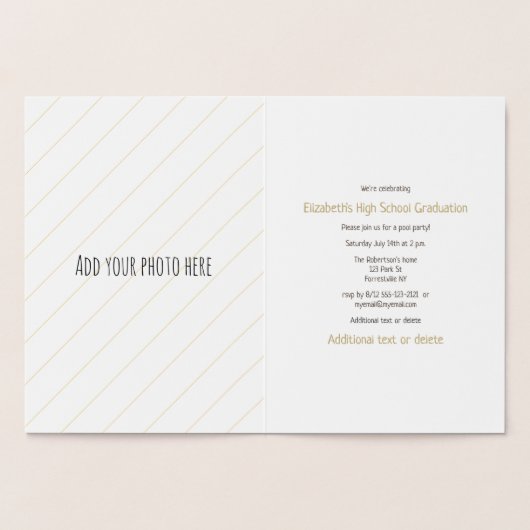 女子ソフトボール選手の卒業パーティー ゴールド 箔カード (内部)