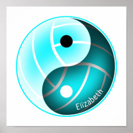 女子ターコイズ陰陽スポーツバレーボール ポスター