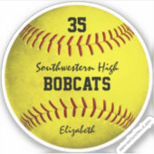 女子ダーティイエローソフトボカスタムールチーム名 シール (正面)