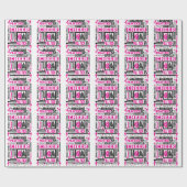 女子チアリーティングタイポグラフィインブラック&ピンク ラッピングペーパー (フラット)