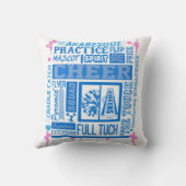 女子チアリーティングタイポグラフィインブルー&ピンク クッション (裏面)