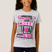 女子チアリーティングタイポグラフィイン黒とピンクT- Tシャツ (正面)