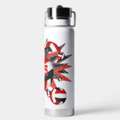 女子チームカラーレッドブラックバレーボールのスター ウォーターボトル (背面)