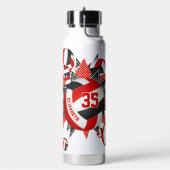 女子チームカラーレッドブラックバレーボールのスター ウォーターボトル (左面)