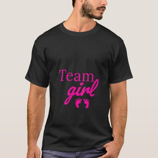 女子チームガールピンク赤ちゃんシャワー性別リビールPa Tシャツ (正面)