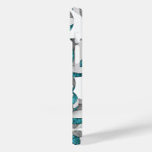 女子ティール（緑がかった色）グレーチームカラーバレーボールパターン（の模様が）ある Case-Mate iPhoneケース (裏面 / 左)