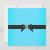 女子ティール（緑がかった色）ブルーフォトバースデーパーティー 招待状 (裏面)