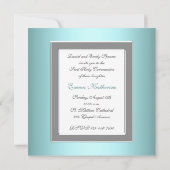 女子ティール(緑がかった色)ブルーフォトファースト聖餐式 招待状 (裏面)