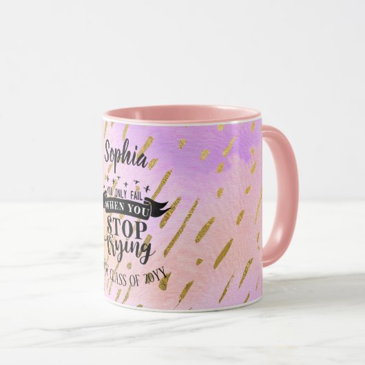 女子テスト成功マグカップやる気を起こさせる引用文PINK マグカップ (正面右)