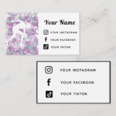 女子テニスコーチ プレイヤー フォロー ソーシャルメディア 名刺 (正面/裏面)