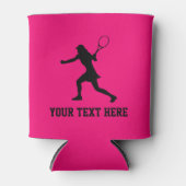女子テニスシルエットカスタムピンク缶クーラー 缶クーラー (正面)