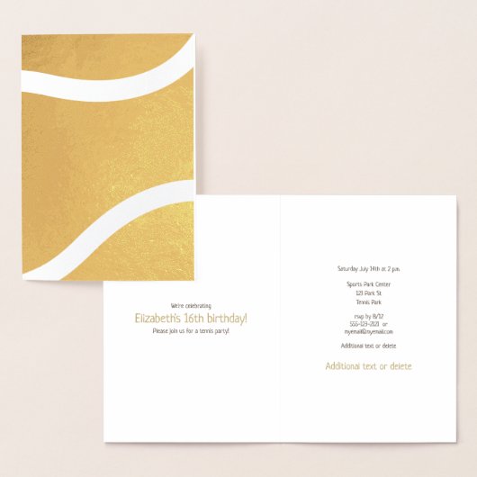 女子テニススポーツ関連の誕生日金ゴールド 箔カード (ディスプレー)