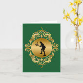 女子テニスプレーヤーおめでとうカード カード (黄色い花)