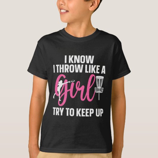 女子ディスクゴルフデザイン おもしろTシャツ Tシャツ (正面)