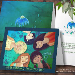 女子デイウーマンポートレートアクアブルー カード