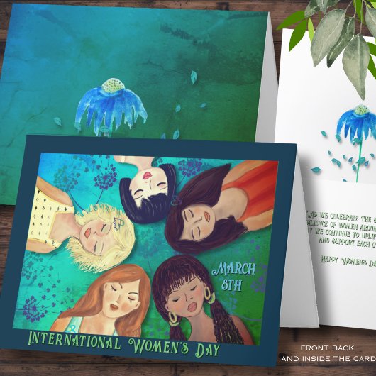 女子デイウーマンポートレートアクアブルー カード