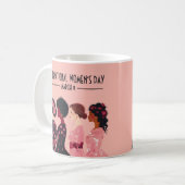 女子デー国際的グローバル女子ピンクフローラ コーヒーマグカップ (正面左)