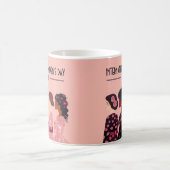 女子デー国際的グローバル女子ピンクフローラ コーヒーマグカップ (中央)