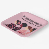 女子デー国際的グローバル女子ピンクフローラ ペーパープレート (傾斜あり)