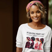 女子デー国際的グローバル女子ピンクフローラ Tシャツ