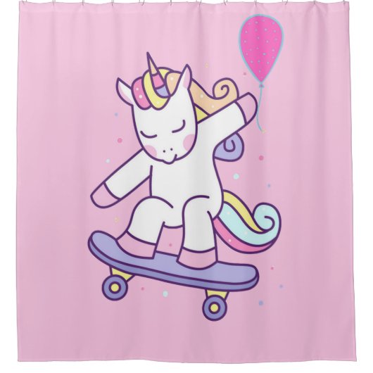 女子トイレ用ユニコーンシャワーカーテン シャワーカーテン (正面)