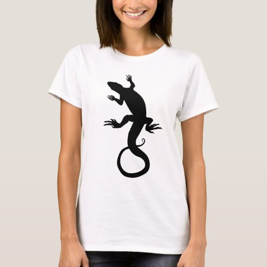 女子トカゲTシャツ爬虫類アートレディースシャツ Tシャツ (正面)