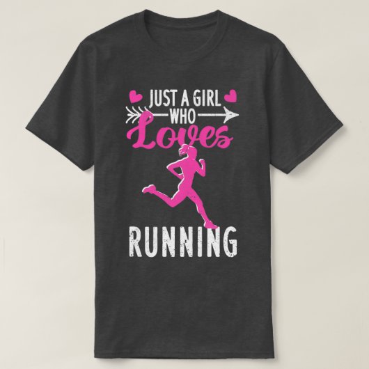 女子トラックフィールドランニングが大好きな女の子 Tシャツ (デザイン正面)