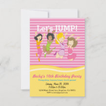 女子トランポリン誕生日パーティーの招待状