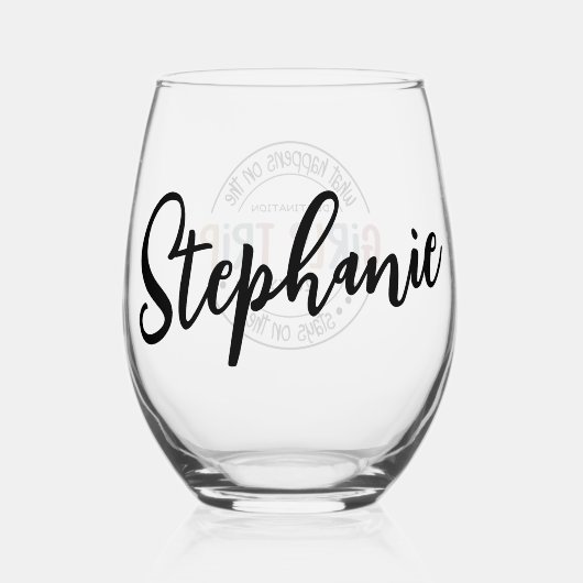 女子トリップで何が起こカスタムるか女子ウィークエンド ステムなしワイングラス (裏面)