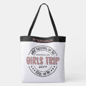 女子トリップで何が起こカスタムるか女子ウィークエンド トートバッグ (裏面)