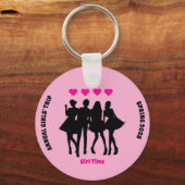 女子トリップメモリキーチェーンピンクと黒 キーホルダー (正面)